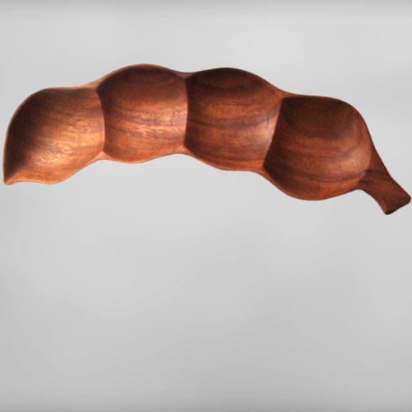 Vintage Large Wooden 4 Pod Snack Tray - Picture 2 of 7